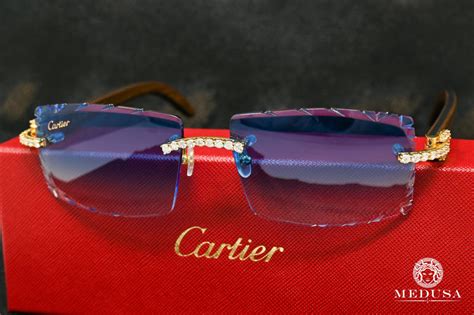 cartier glasses men diamond blue.